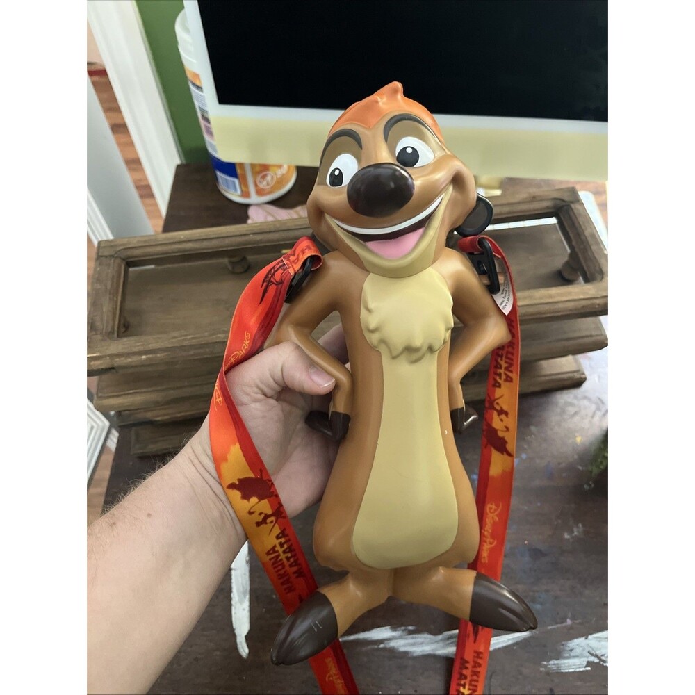 Timon Sipper Cup Disney Parks Lion King Water Bottle w/ Carrying Strap LK NW!